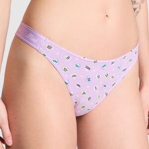 PINK Victoria's Secret Lavender Conversation Hearts Thong | size XL | RARE